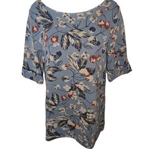 Black Label Lauren Ralph Lauren Floral Printed Cuffed Sleeve Top